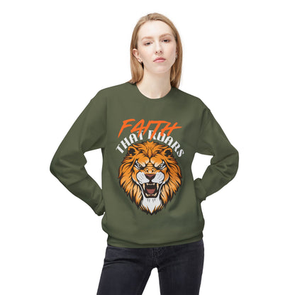 Lion Graphic Sweatshirt — "Faith That Roars" Bold Christian Crewneck