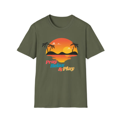 Unisex Beach Vibe T-Shirt - "Pray, Relax & Play" - Summer Casual Wear, Vacation Apparel, Gift for Beach Lovers, Eco-Friendly Fashion, [...]