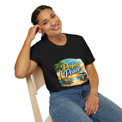 Perfect Peace Beach T-Shirt — Tropical Palm Sunset Graphic Tee