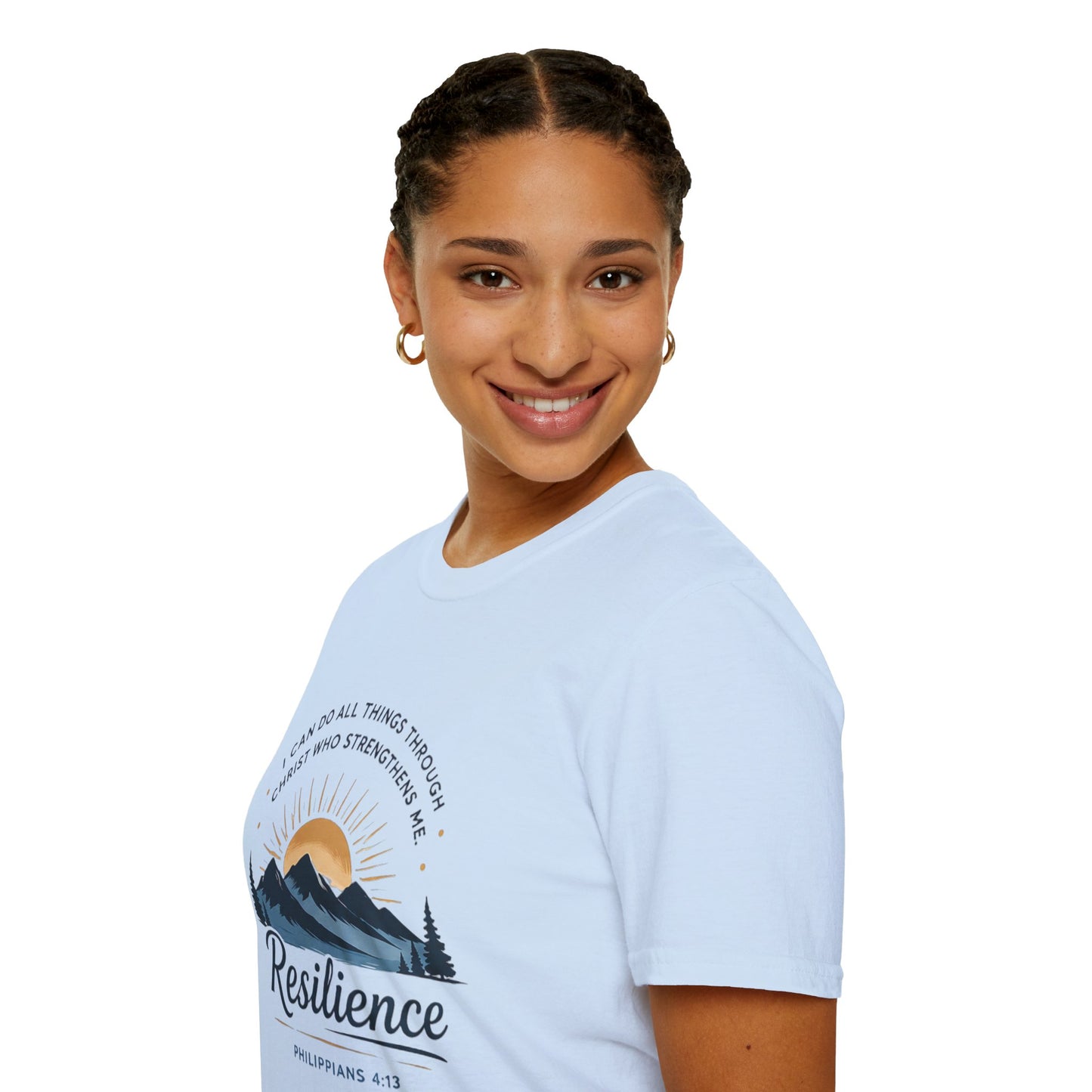 Resilience Mountain T‑Shirt — "I Can Do All Things Through Christ" Inspirational Christian Tee