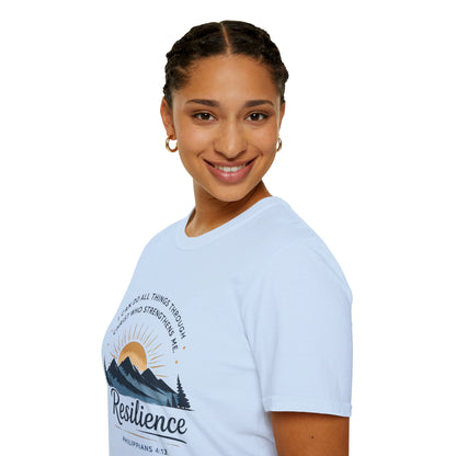 Resilience Mountain T‑Shirt — "I Can Do All Things Through Christ" Inspirational Christian Tee