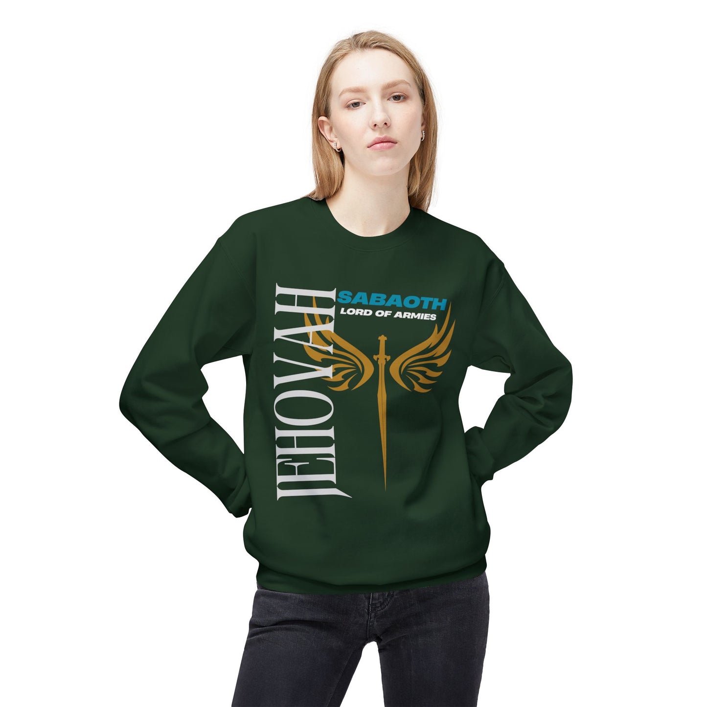 Jehovah Sababoth 'Lord of Armies' Crewneck Sweatshirt — Biblical Warrior Graphic