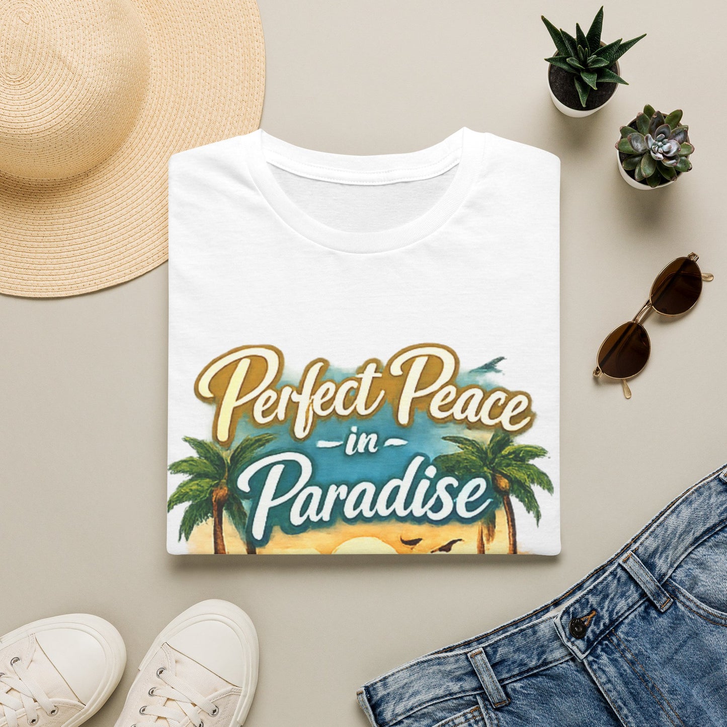 Perfect Peace in Paradise T-Shirt — Tropical Beach Graphic Tee