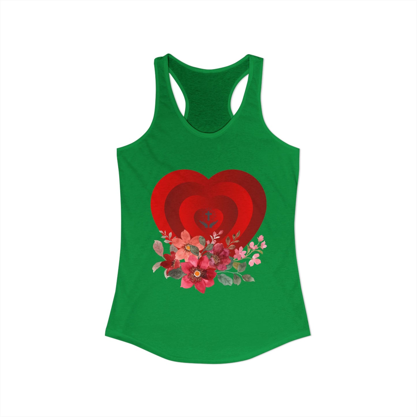 Floral Heart Women's Racerback Tank - Perfect for Summer & Fitness
