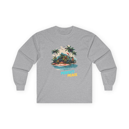 Long Sleeve Tee — Tropical Island 'Perfect Peace' Graphic