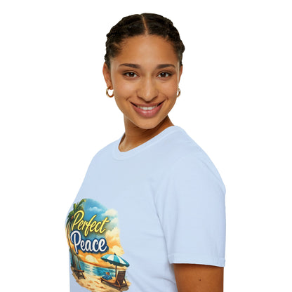 Perfect Peace Beach T-Shirt — Tropical Palm Sunset Graphic Tee