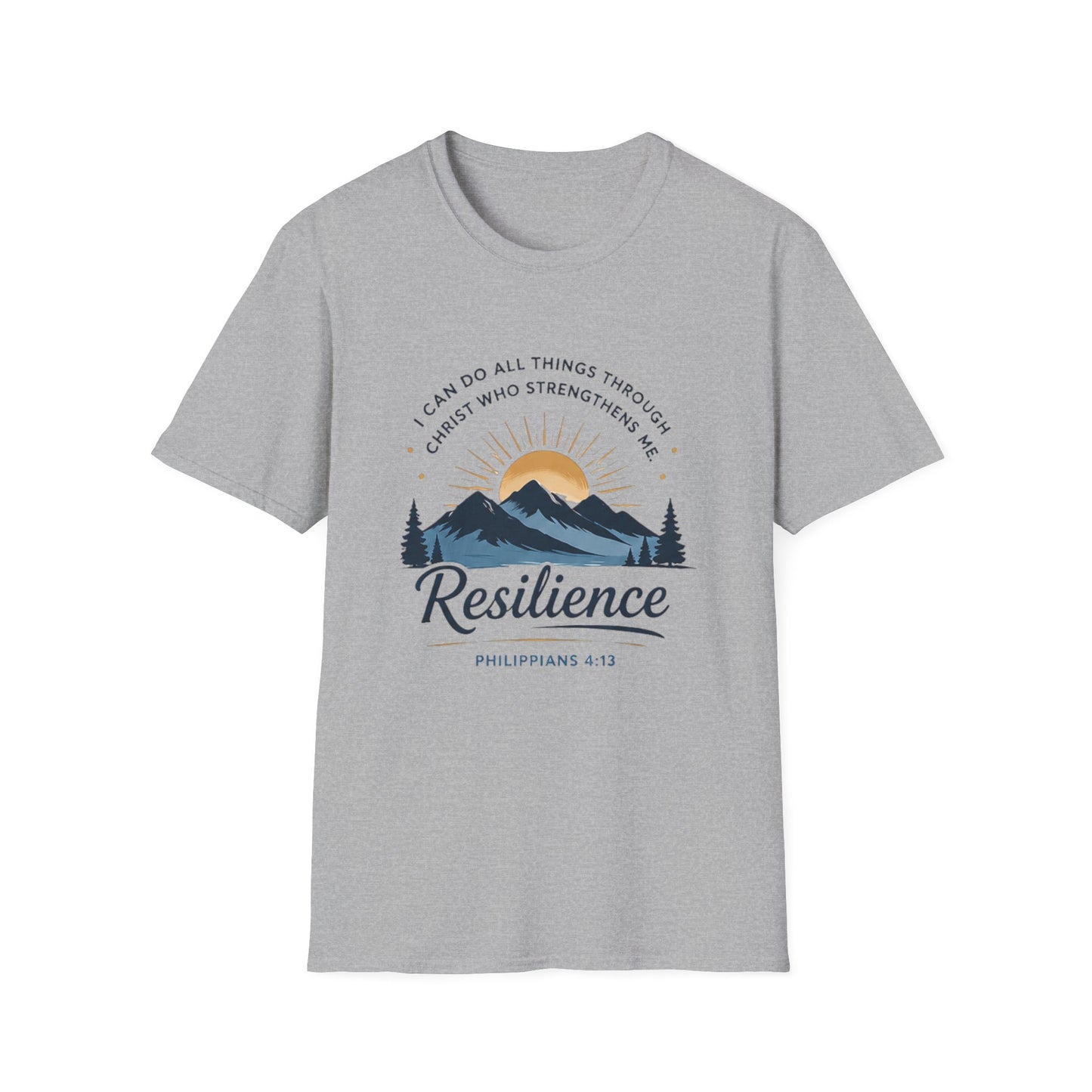 Resilience Mountain T‑Shirt — "I Can Do All Things Through Christ" Inspirational Christian Tee