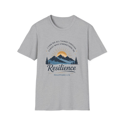 Resilience Mountain T‑Shirt — "I Can Do All Things Through Christ" Inspirational Christian Tee