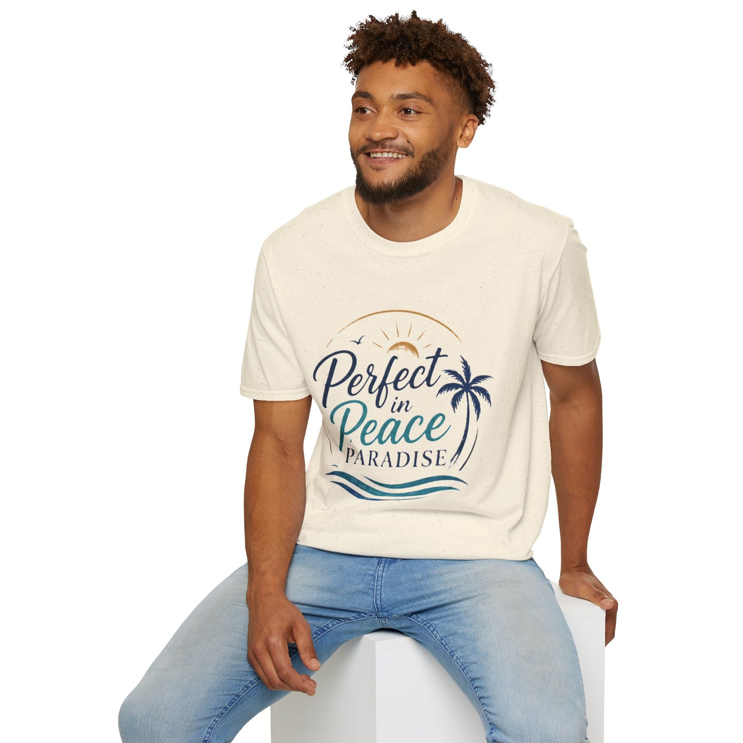 Perfect in Peace Paradise T-Shirt — Beach Palm Sunset Graphic Tee