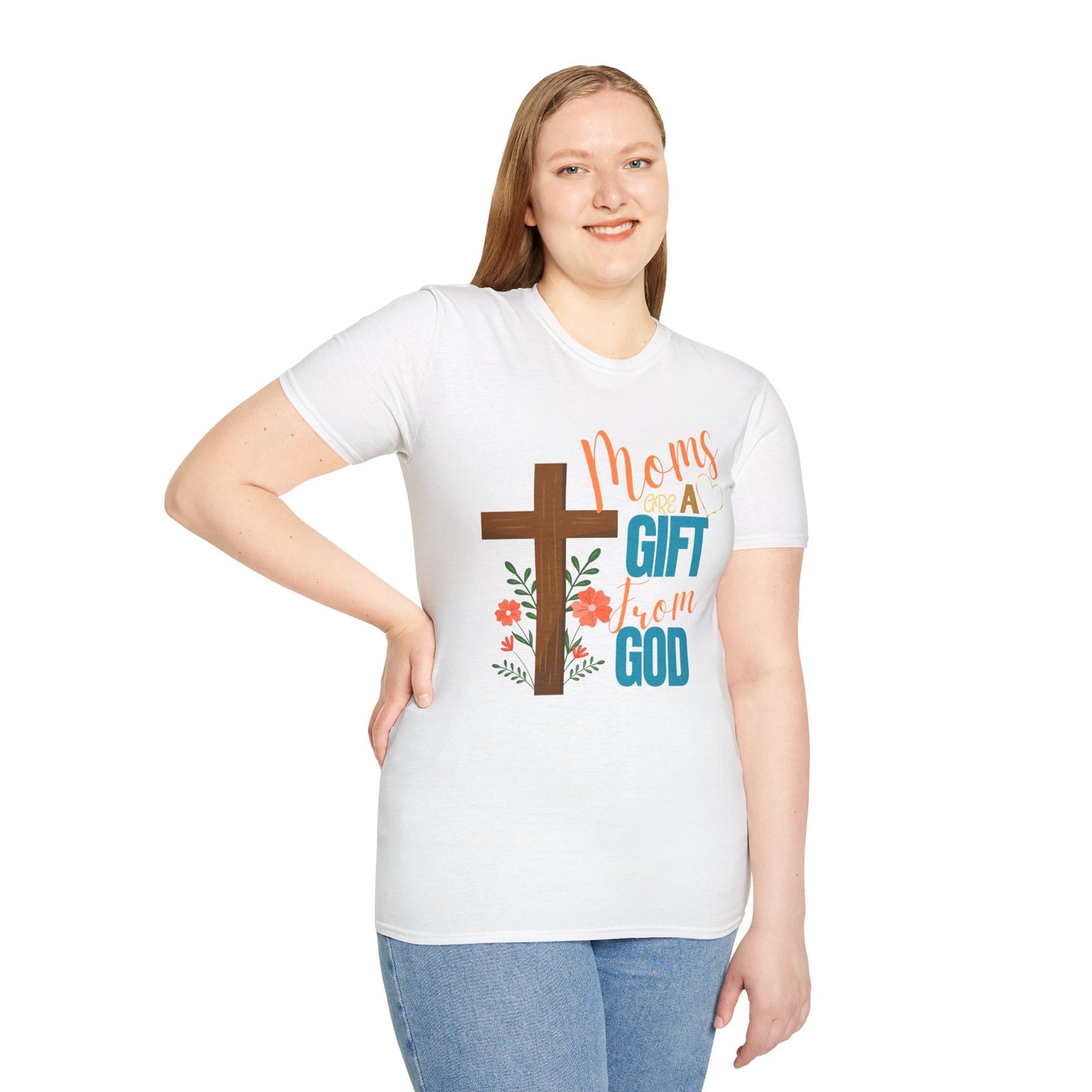 Moms Are a Gift from God T-Shirt | Unisex Softstyle Tee for Mother's Day