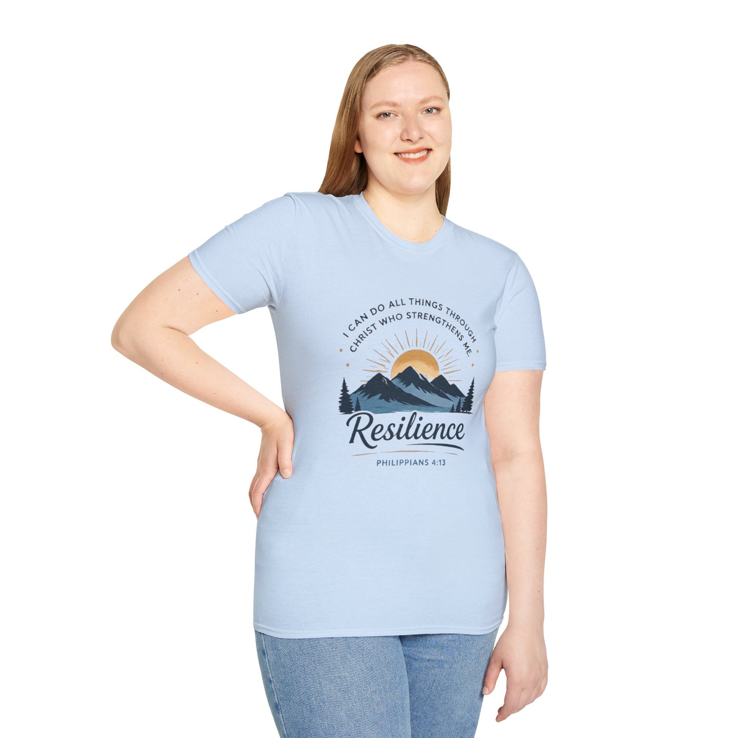 Resilience Mountain T‑Shirt — "I Can Do All Things Through Christ" Inspirational Christian Tee