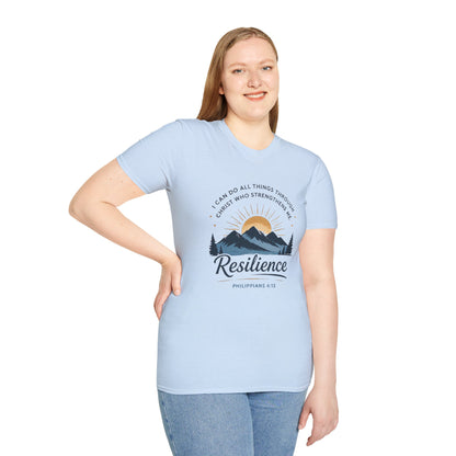 Resilience Mountain T‑Shirt — "I Can Do All Things Through Christ" Inspirational Christian Tee