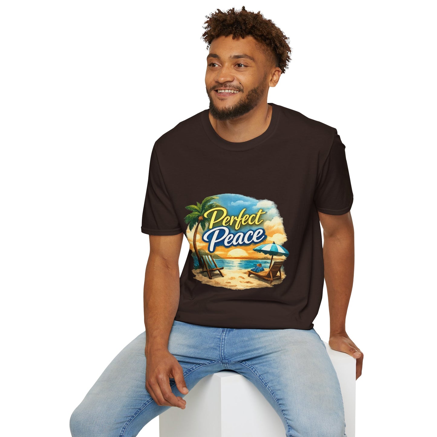 Perfect Peace Beach T-Shirt — Tropical Palm Sunset Graphic Tee