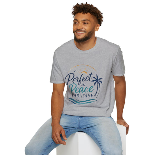 Perfect in Peace Paradise T-Shirt — Beach Palm Sunset Graphic Tee