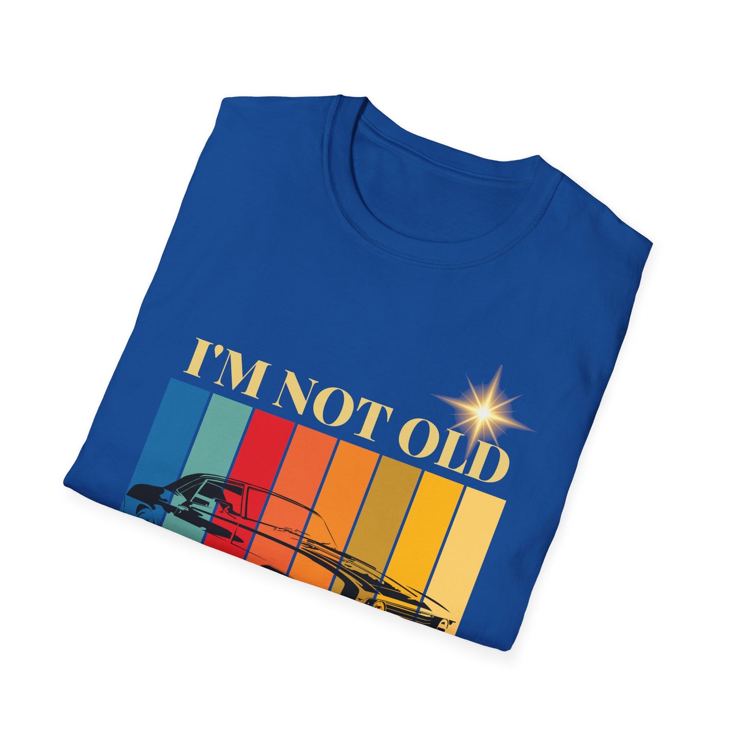 Vintage Muscle Car T‑Shirt — "I’m Not Old, God Made Me A Classic" Retro Stripes