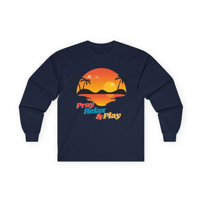 Tropical Long Sleeve Tee - 'Pray, Relax & Play'