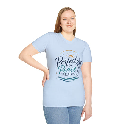 Perfect in Peace Paradise T-Shirt — Beach Palm Sunset Graphic Tee