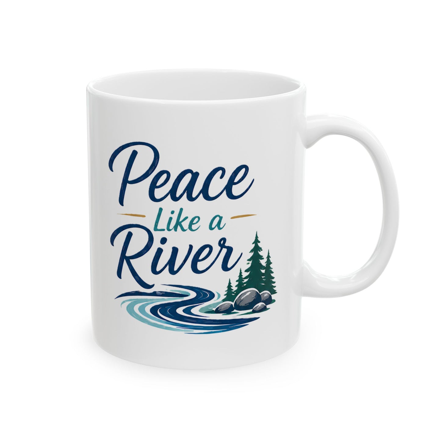 Peaceful River Ceramic Mug — Scenic Nature Coffee Cup (11oz, 15oz)